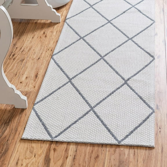 Unique Loom Decatur Collection Area Rug - Diamond (2' x 6' Runner Ivory/Gray)