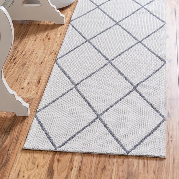 Unique Loom Decatur Collection Area Rug - Diamond (2' x 6' Runner Ivory/Gray)