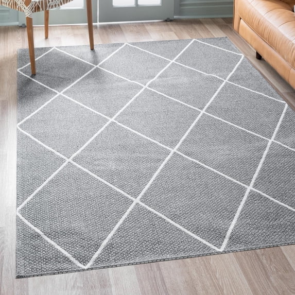 Unique Loom Decatur Collection Area Rug - Diamond (5' x 7' 4" Rectangle Dark Gray/Ivory)
