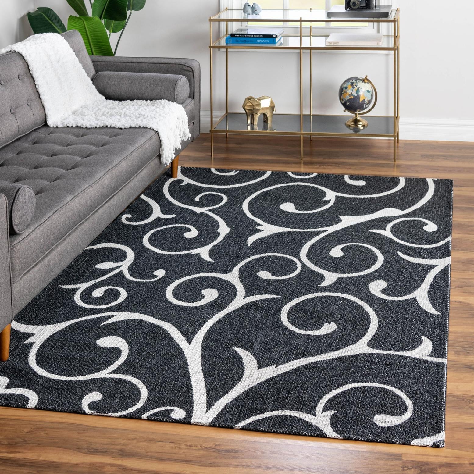 Decatur Courtyard Black Cotton Flatweave 2'x3' Indoor Rug