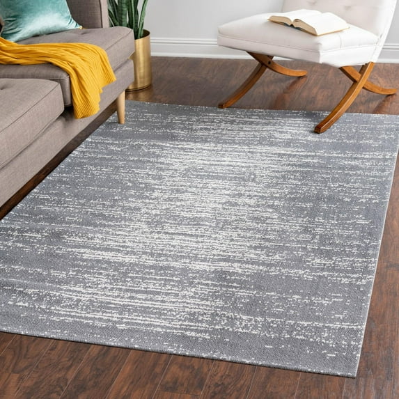 Unique Loom Decatur Collection Area Rug - Static (2' 2" x 3' Rectangle Dark Gray/Ivory)