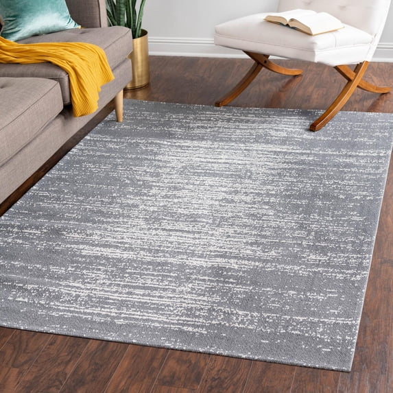 Unique Loom Decatur Collection Area Rug - Static (8' 5" x 11' 4" Rectangle Dark Gray/Ivory)