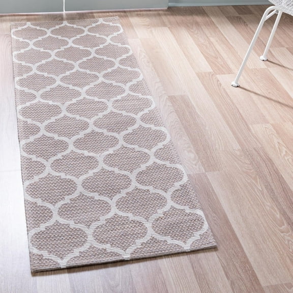 Unique Loom Decatur Collection Area Rug - Trellis (2' x 6' Runner Taupe/Ivory)