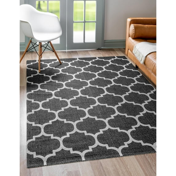 Unique Loom Decatur Collection Area Rug - Trellis (5' x 7' 2" Rectangle Black/Ivory)