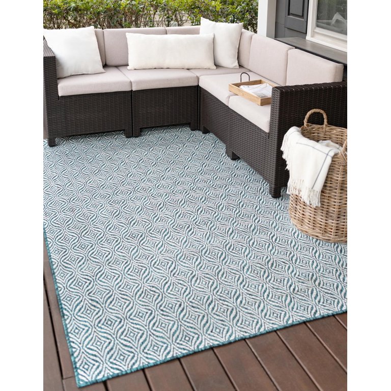 Unique Loom Outdoor Trellis Area Rug (7' x 10' - Rust Red)