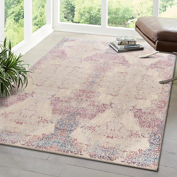 Unique Loom Deepa Collection Area Rug - Babble (2' x 3' Rectangle Ivory/Blue)