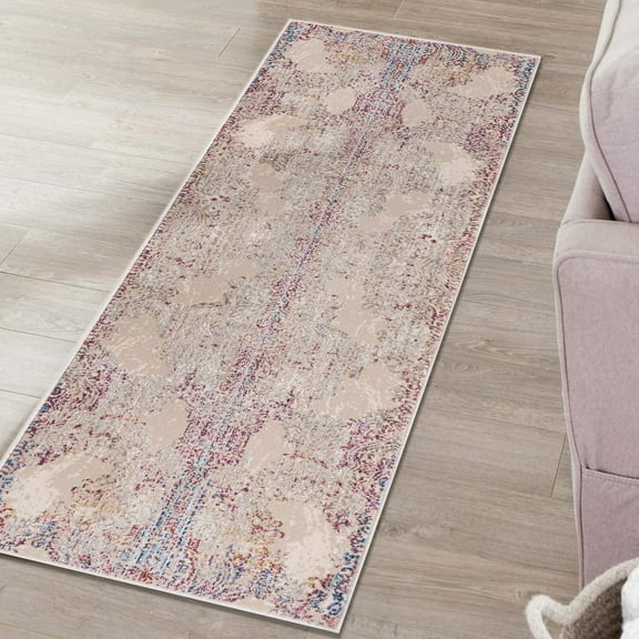 Unique Loom Deepa Collection Area Rug - Babble (2' x 8' Runner Ivory/Blue)