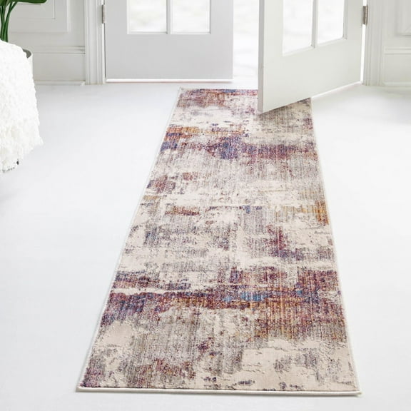 Unique Loom Deepa Collection Area Rug - Cloud (2' x 8' Runner Multi/Beige)