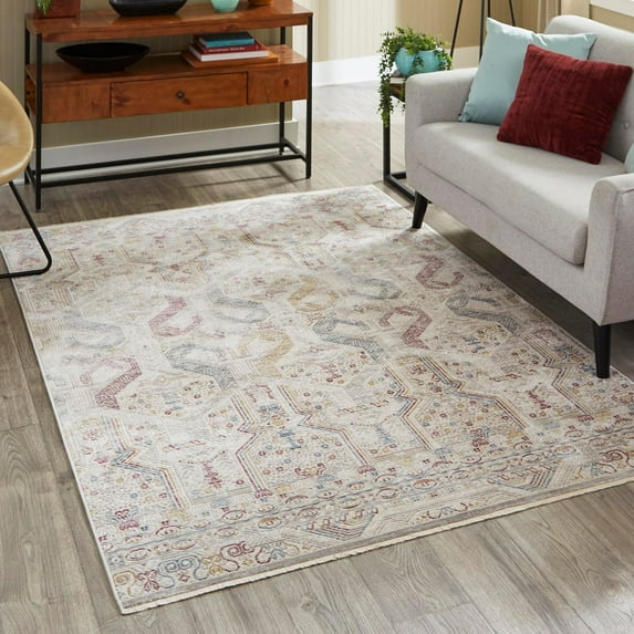 Unique Loom Deepa Collection Area Rug - Congruence (10' x 13' 8" Rectangle Ivory/Burgundy)