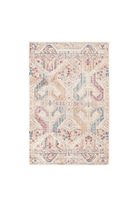 Deepa Collection Area Rug - Congruence (2' x 3' Rectangle Ivory/Burgundy)