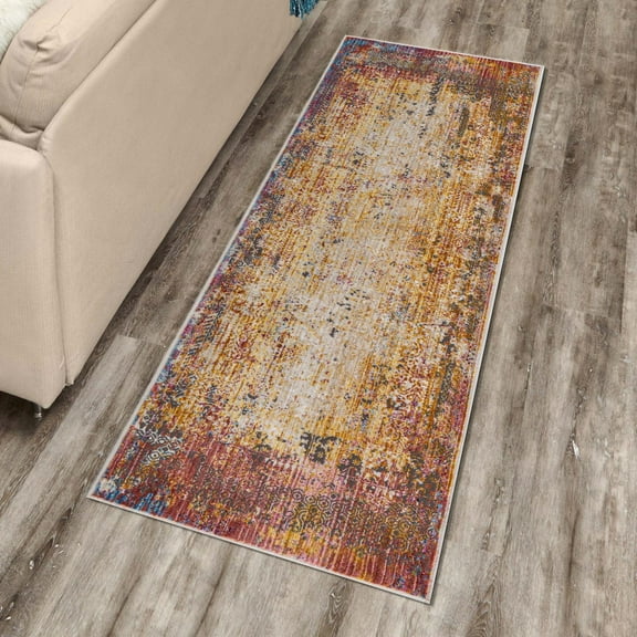 Unique Loom Deepa Collection Area Rug - Frontier (2' x 6' Runner Multi/Blue)