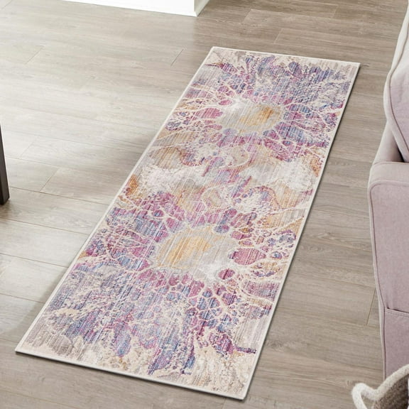 Unique Loom Deepa Collection Area Rug - Imersion (2' x 6' Runner Multi/Ivory)