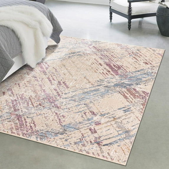 Unique Loom Deepa Collection Area Rug - Rhombus (10' x 13' 8" Rectangle Ivory and Gray/Blue)