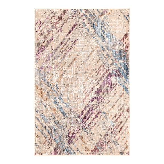 Unique Loom Deepa Collection Area Rug - Rhombus (2' x 3' Rectangle Ivory and Gray/Blue)