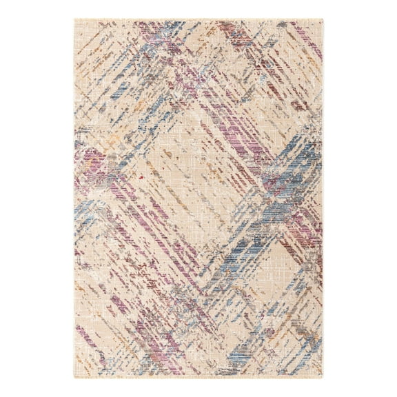 Unique Loom Deepa Collection Area Rug - Rhombus (4' x 5' 10" Rectangle Ivory and Gray/Blue)