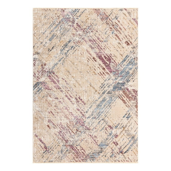 Unique Loom Deepa Collection Area Rug - Rhombus (5' 3" x 7' 9" Rectangle Ivory and Gray/Blue)