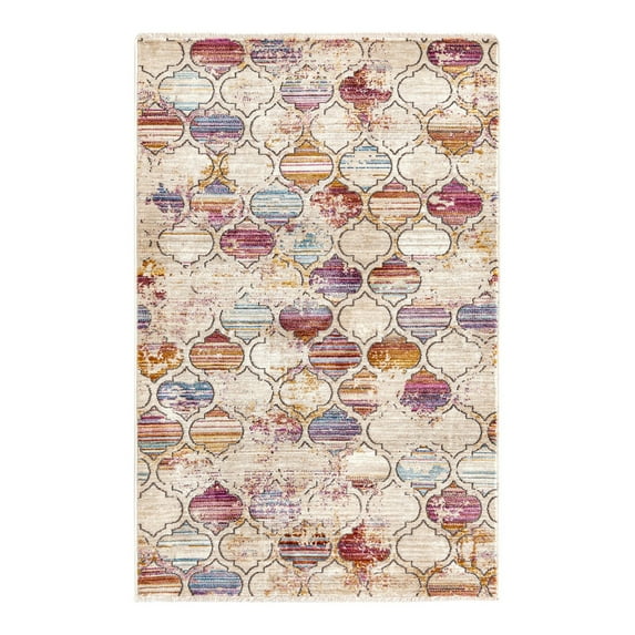 Unique Loom Deepa Collection Area Rug - Static Trellis (3' 3" x 5' Rectangle Multi/Beige)