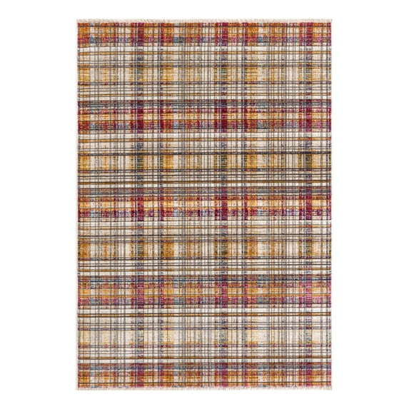 Unique Loom Deepa Collection Area Rug - Tartan (4' x 5' 10" Rectangle Multi/Blue)