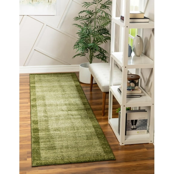 Unique Loom Del Mar Collection Area Rug - Abigail (2' x 6' 1" Runner Light Green/Ivory)