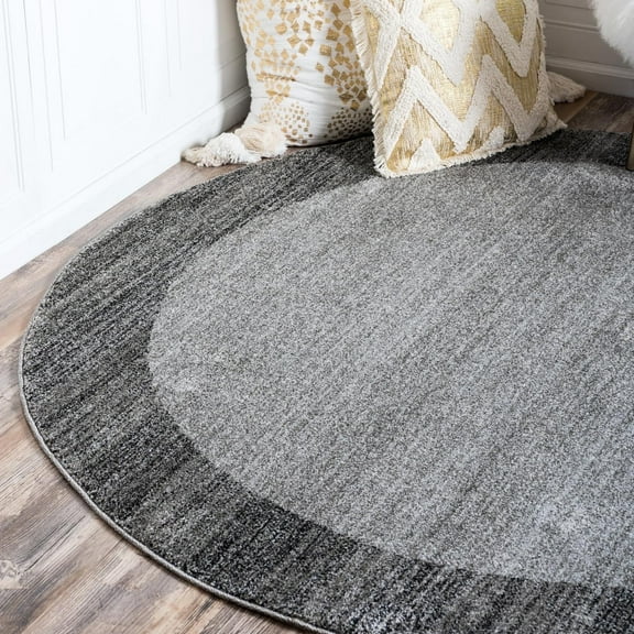 Unique Loom Del Mar Collection Area Rug - Abigail (4' 1" Round Light Gray/Black)
