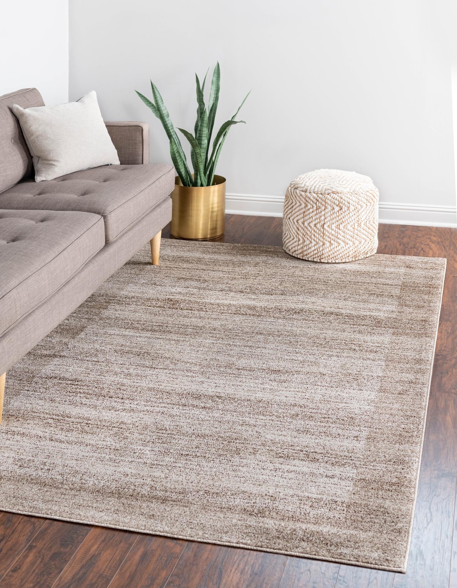 Beige Rectangular Tufted Washable Indoor Rug