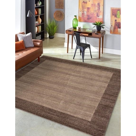 Unique Loom Del Mar Collection Area Rug - Abigail (8' Square Light Brown/Brown)
