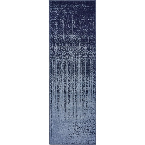 Unique Loom Del Mar Collection Area Rug - Jennifer (2' x 6' 1" Runner Blue/Navy Blue)
