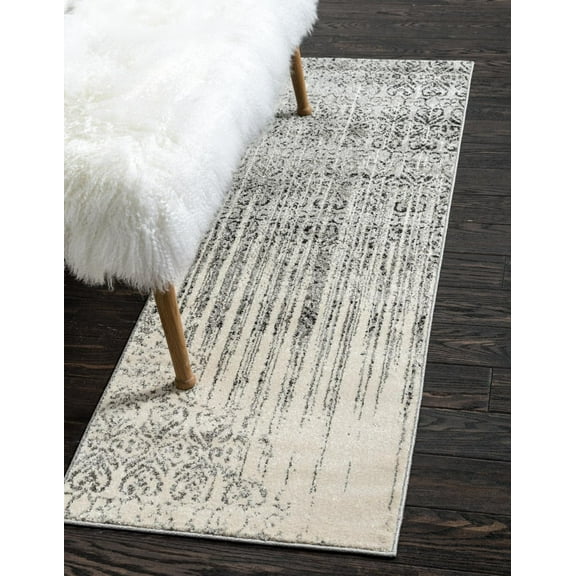 Unique Loom Del Mar Collection Area Rug - Jennifer (2' x 6' 1" Runner Gray/Black)