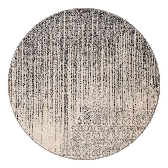 Unique Loom Del Mar Collection Area Rug - Jennifer (4' 1" Round Gray/Black)