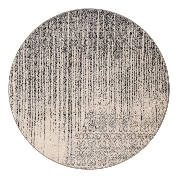 Unique Loom Del Mar Collection Area Rug - Jennifer (4' 1" Round Gray/Black)