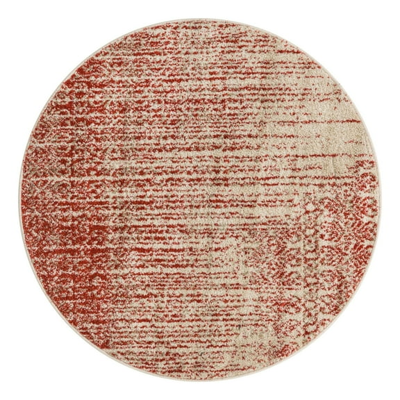Unique Loom Del Mar Collection Area Rug - Jennifer (4' 1" Round Red/Beige)