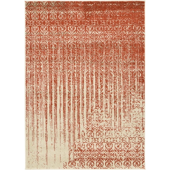 Unique Loom Del Mar Collection Area Rug - Jennifer (4' 1" x 6' 1" Rectangle Red/Beige)