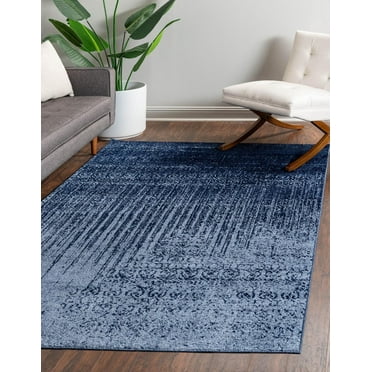 Unique Loom Del Mar Collection Area Rug - Jennifer (5' 3" x 8' Rectangle Blue/Navy Blue)