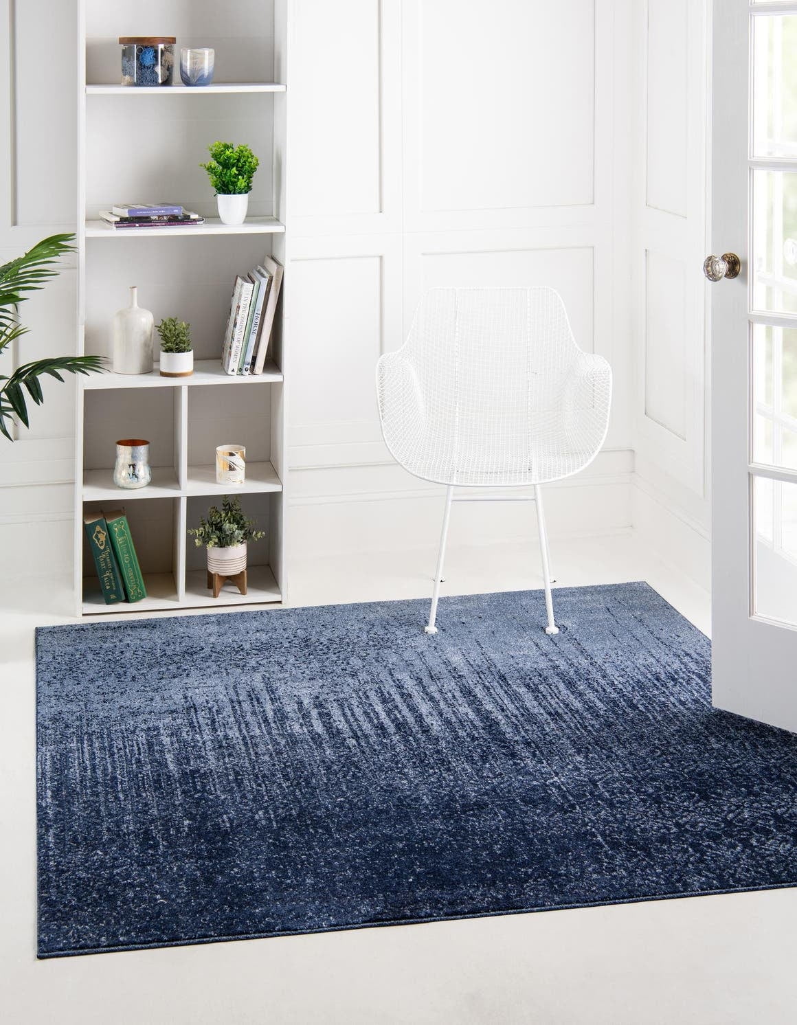 Modern Indigo Square Synthetic Tufted Rug - Easy Care & Stain-Resistant