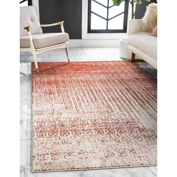 Unique Loom Del Mar Collection Area Rug - Jennifer (9' x 12' 2" Rectangle Red/Beige)