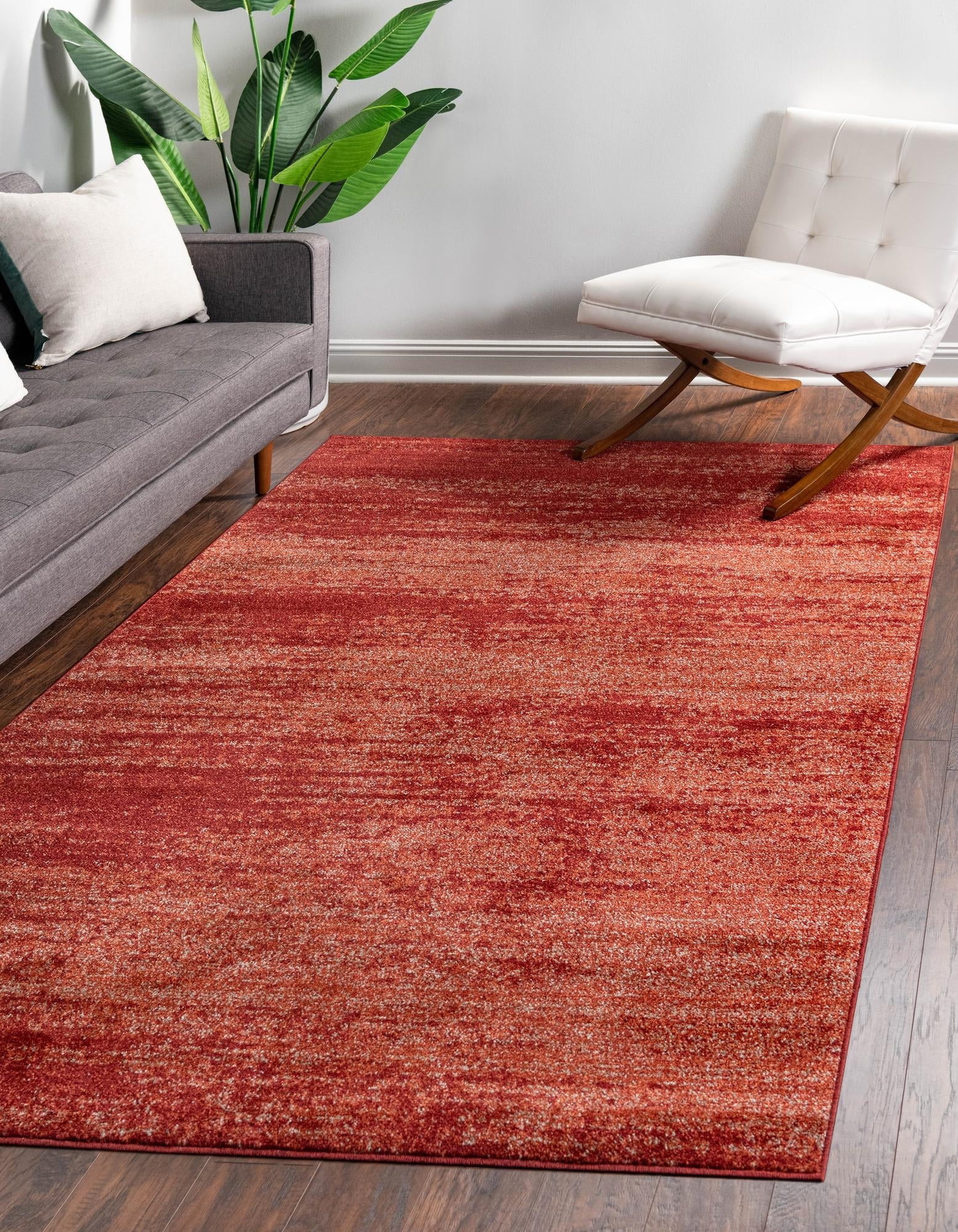 Terracotta Tufted Reversible Synthetic Rectangular Area Rug