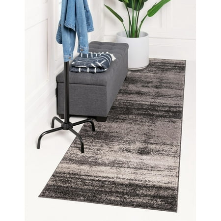Unique Loom Del Mar Collection Area Rug - Lucille (2' x 6' 1" Runner Dark Gray/Ivory)