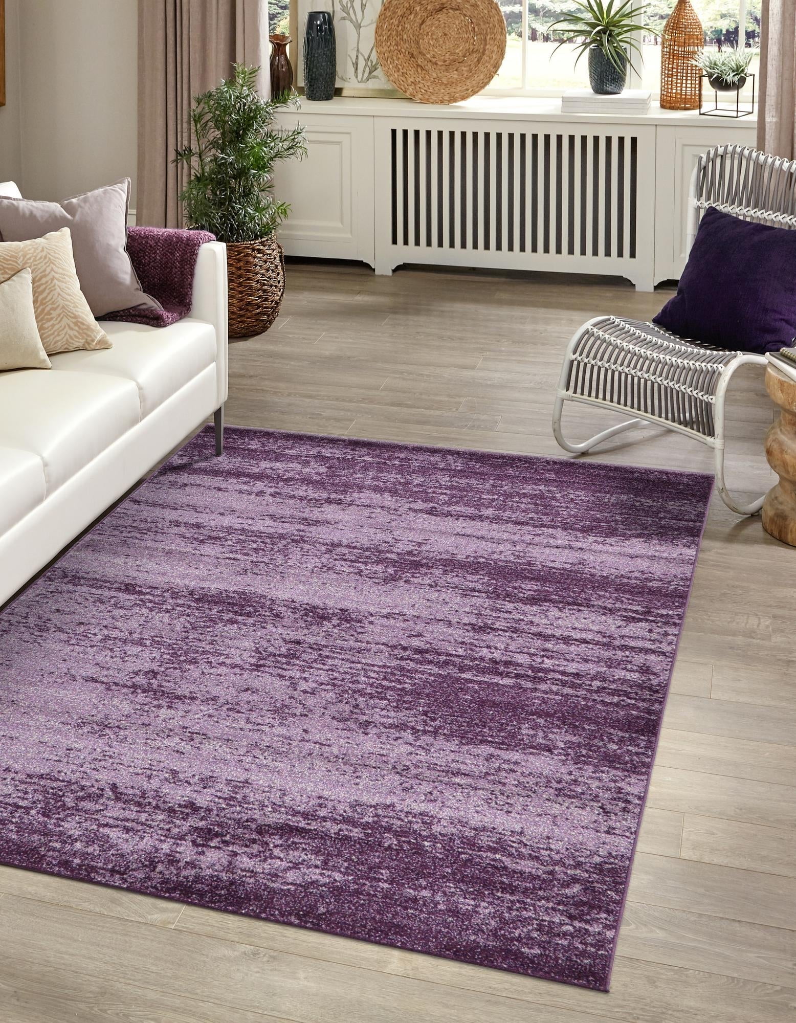 Violet Gradient Low Pile Rectangular Area Rug