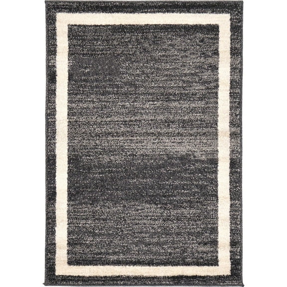 Unique Loom Del Mar Collection Area Rug - Maria (2' 2" x 3' 1" Rectangle Black/Ivory)