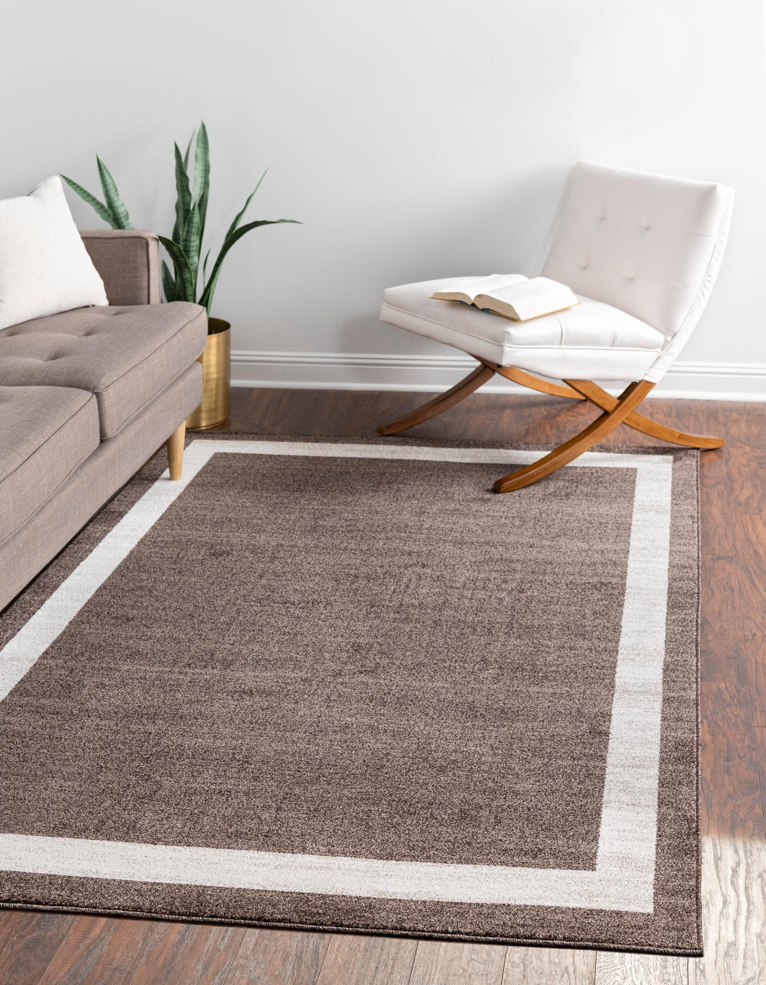 Tufted Brown/Ivory Synthetic Rectangular Easy-Care Rug