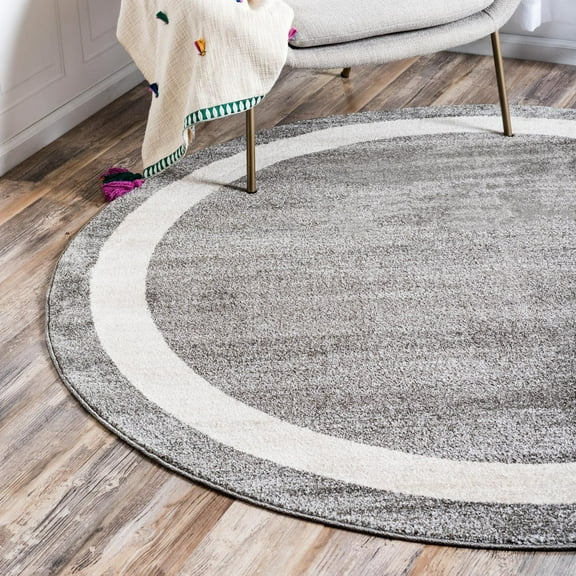 Unique Loom Del Mar Collection Area Rug - Maria (4' 1" Round Gray/Ivory)