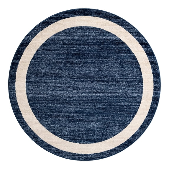 Unique Loom Del Mar Collection Area Rug - Maria (6' 1" Round Navy Blue/Ivory)