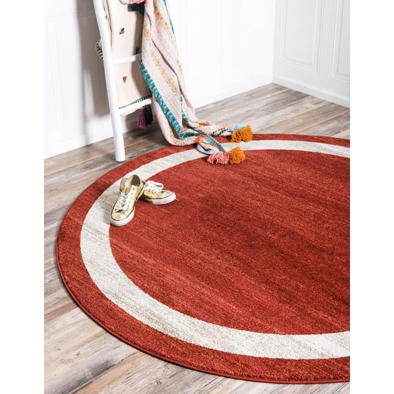 Unique Loom Del Mar Collection Area Rug - Maria (6' 1" Round Terracotta/Ivory)