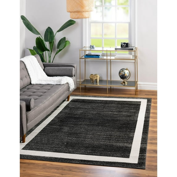 Unique Loom Del Mar Collection Area Rug - Maria (6' 1" x 9' Rectangle Black/Ivory)