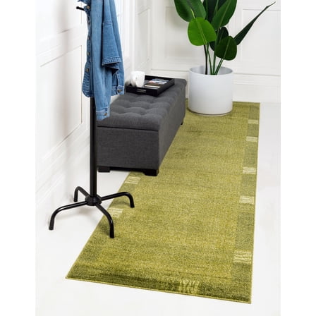 Unique Loom Del Mar Collection Area Rug - Sarah (2' x 6' Runner Light Green/Ivory)