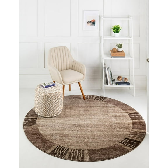 Unique Loom Del Mar Collection Area Rug - Sarah (6' 1" Round Dark Beige/Brown)