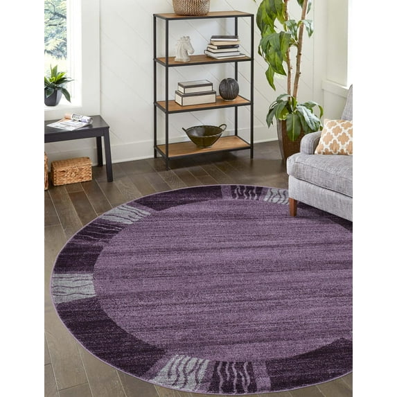 Unique Loom Del Mar Collection Area Rug - Sarah (7' 10" Round Violet/Purple)