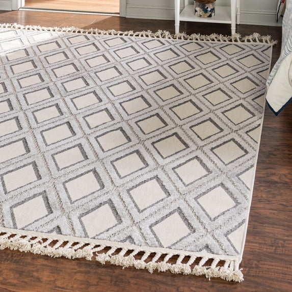 Unique Loom Arlo Collection Area Rug - Derek (7' 10" Square Sandy Beige/Beige)
