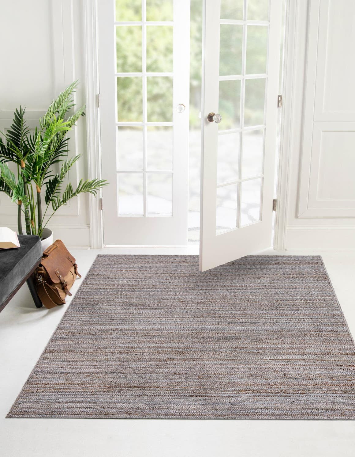 Unique Loom Dhaka Braided Jute Rug , 8' 0" x 8' 0" ,Gray