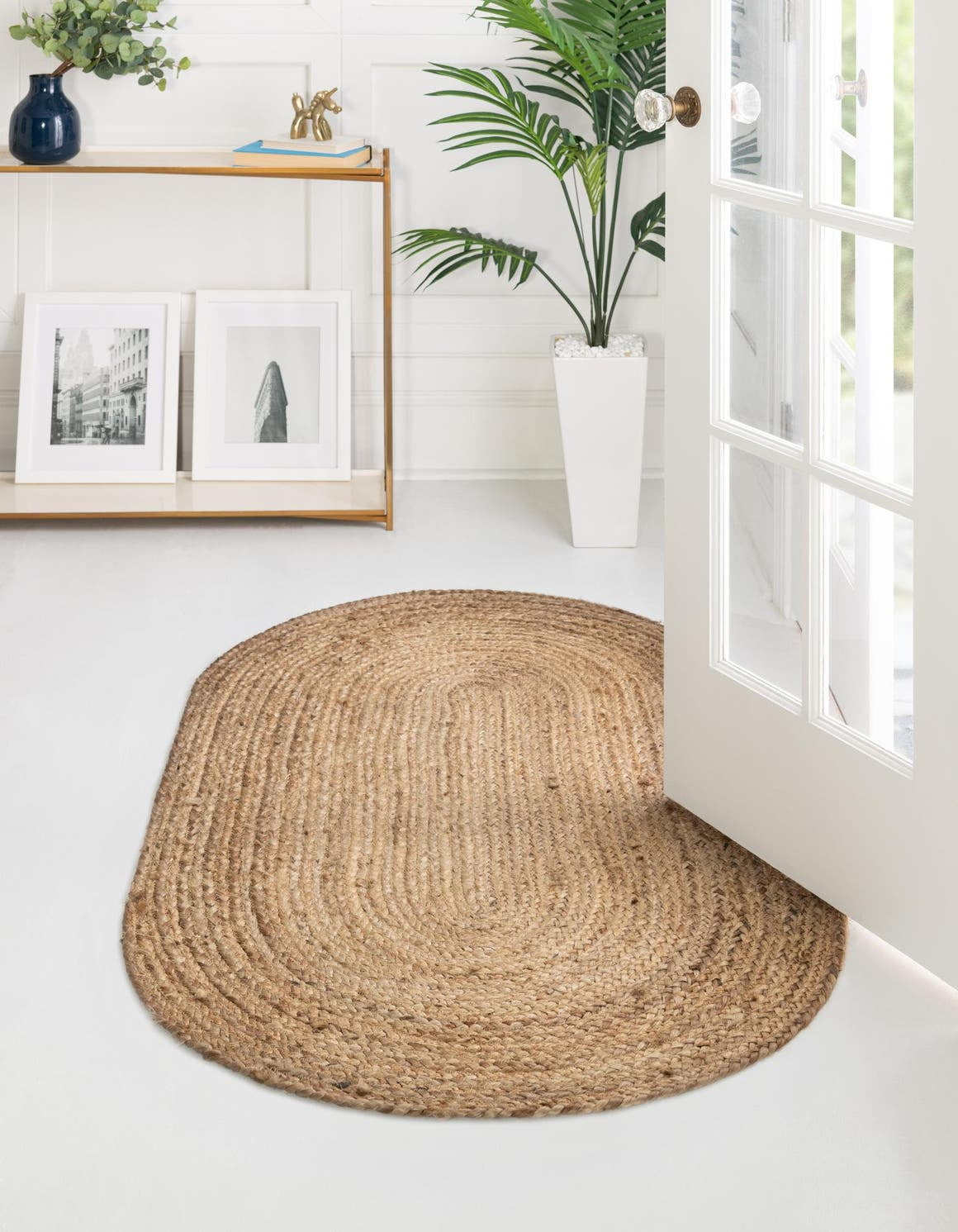 Unique Loom Dhaka Braided Jute Rug Natural 3' 3" x 5' 1" Oval Braided